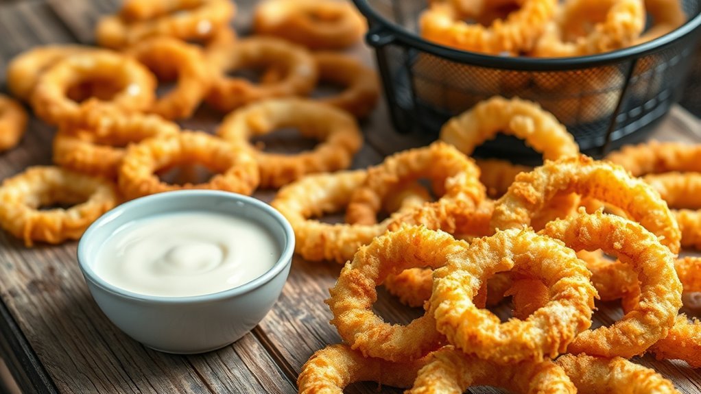 frozen onion rings selection