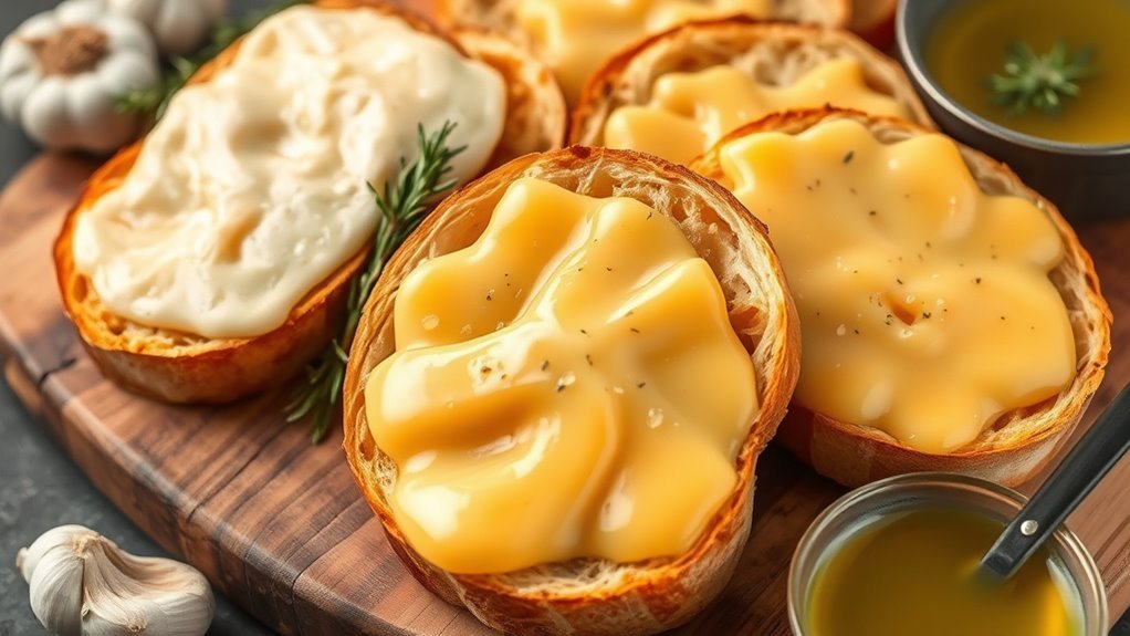melted cheese for garlic bread